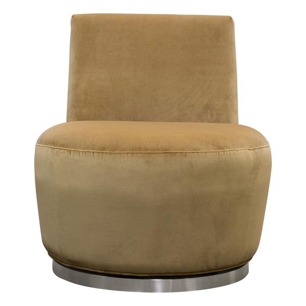 Blake Swivel Accent Chair in Marigold Velvet Fabric with Stainless Steel base 