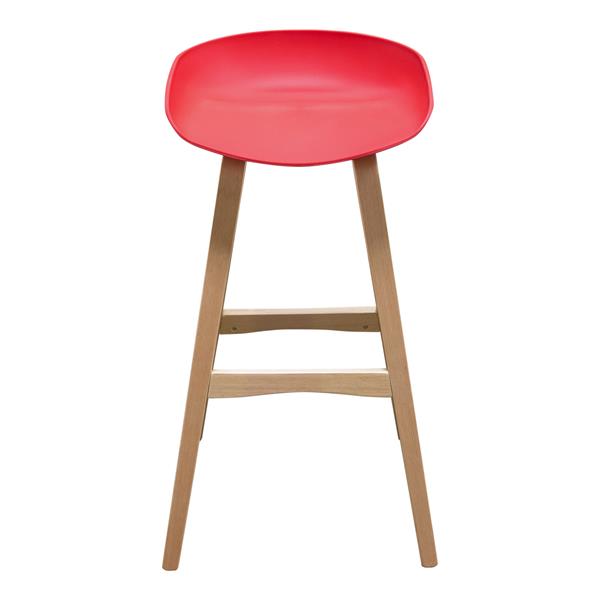 Brentwood Bar Height Stool with Red Seat and Molded Bamboo Frame 