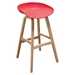Brentwood Bar Height Stool with Red Seat and Molded Bamboo Frame - DIA3144