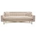Croft Fabric Sofa in Sand Linen Fabric with Accent Pillows and Gold Metal Criss-Cross Frame - DIA3147