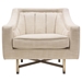 Croft Fabric Chair in Sand Linen Fabric with Accent Pillow and Gold Metal Criss-Cross Frame - DIA3148