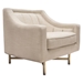 Croft Fabric Chair in Sand Linen Fabric with Accent Pillow and Gold Metal Criss-Cross Frame - DIA3148