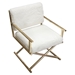 Diva Directors Chair in White Faux Fir with Gold Metal Frame - DIA3149