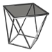 Gem End Table with Smoked Tempered Glass Top and Stainless Steel Base - DIA3151
