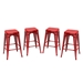 Mesh Metal Counter Height Backless Stool in Red Painted Finish - DIA3155