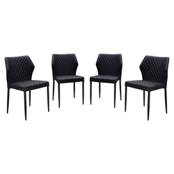 Milo 4-Pack Dining Chairs in Black Diamond Tufted Leatherette 