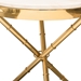 Reed Round Accent Table with White Marble Top and Gold Finished Metal Base - DIA3166