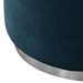 Sorbet Round Accent Ottoman in Navy Blue Velvet with Silver Metal Band Accent - DIA3172