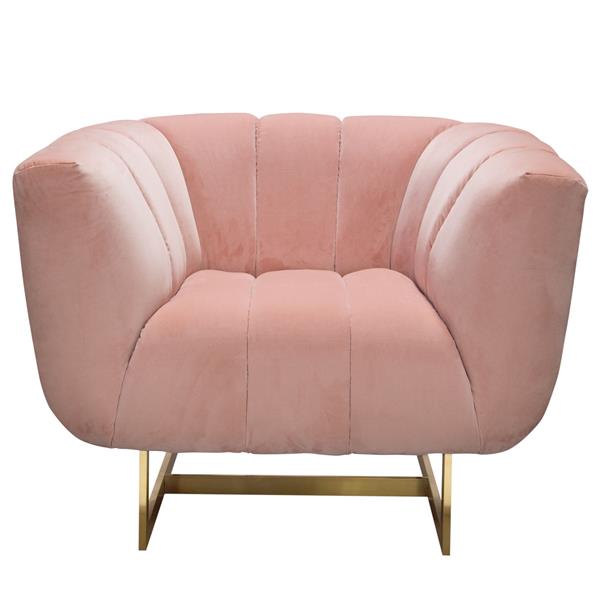 Venus Chair in Blush Pink Velvet and Gold Finished Metal Base 