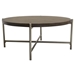 Atwood 40-Inch Round Cocktail Table with Grey Oak Veneer Top and Brushed Silver Metal Base - DIA3185