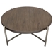 Atwood 40-Inch Round Cocktail Table with Grey Oak Veneer Top and Brushed Silver Metal Base - DIA3185