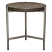 Atwood 22-Inch Round End Table with Grey Oak Veneer Top and Brushed Silver Metal Base - DIA3186