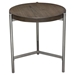 Atwood 22-Inch Round End Table with Grey Oak Veneer Top and Brushed Silver Metal Base - DIA3186