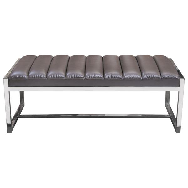 Bardot Large Bench Ottoman with Padded Seat in Elephant Grey Leatherette 