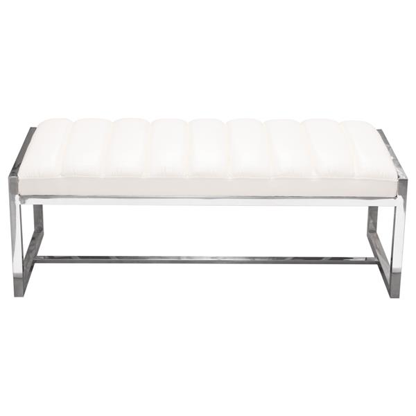 Bardot Large Bench Ottoman with Padded Seat in White Leatherette 