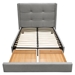 Beverly Queen Bed with Footboard Storage Unit and Grey Fabric Accent Wings - DIA3191