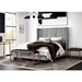 Beverly Eastern King Bed with Footboard Storage Unit and Grey Fabric Accent Wings - DIA3192