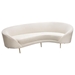 Celine Curved Sofa with Contoured Back in Light Cream Velvet and Gold Metal Legs - DIA3205