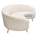 Celine Curved Sofa with Contoured Back in Light Cream Velvet and Gold Metal Legs - DIA3205