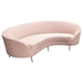 Celine Curved Sofa with Contoured Back in Blush Pink Velvet and Gold Metal Legs - DIA3206