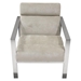La Brea Accent Chair in Champagne Fabric with Brushed Stainless Steel Frame - DIA3215