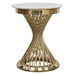 Solstice 18-Inch Round Marble Top End Table and Gold Spiral Spoked Base - DIA3226