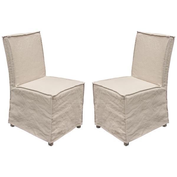 Sonoma 2-Pack Dining Chairs with Wood Legs and Sand Linen Removable Slipcover 