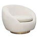Celine Swivel Accent Chair in Light Cream Velvet with Brushed Gold Accent Band - DIA3234
