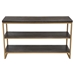 Empire 3-Tier Console Shelf in Dark Brown Veneer with Hand brushed Gold Metal Frame - DIA3247