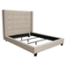 Madison Ave Tufted Wing Queen Bed in Sand Button Tufted Fabric - DIA3262