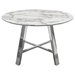 Paris 47-Inch Round Dining Table with Faux Marble Top and Chrome Base - DIA3267