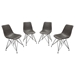 Theo Set of Four Dining Chairs in Weathered Grey Leatherette with Black Metal Base - DIA3274