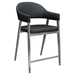 Adele Set of Two Counter Height Chairs in Black Leatherette with Brushed Stainless Steel Leg - DIA3282