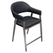Adele Set of Two Counter Height Chairs in Black Leatherette with Brushed Stainless Steel Leg - DIA3282