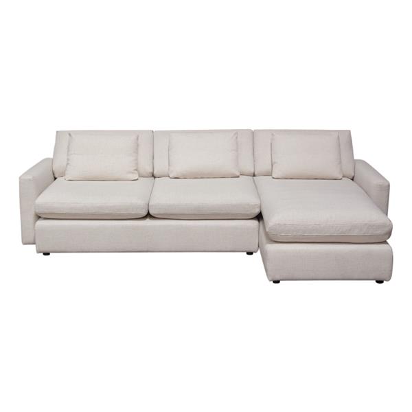 Arcadia 2-Piece Reversible Chaise Sectional with Feather Down Seating in Cream Fabric 