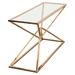 Aria Rectangle Stainless Steel Console Table with Gold Finish Base and Clear Glass Top - DIA3286