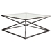 Aria Square Stainless Steel Cocktail Table with Black Finish Base and Tempered Glass Top - DIA3287