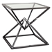 Aria Square Stainless Steel End Table with Black Finish Base and Tempered Glass Top - DIA3288