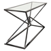 Aria Rectangle Stainless Steel Console Table with Black Finish Base and Clear Glass Top - DIA3289