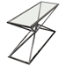 Aria Rectangle Stainless Steel Console Table with Black Finish Base and Clear Glass Top - DIA3289