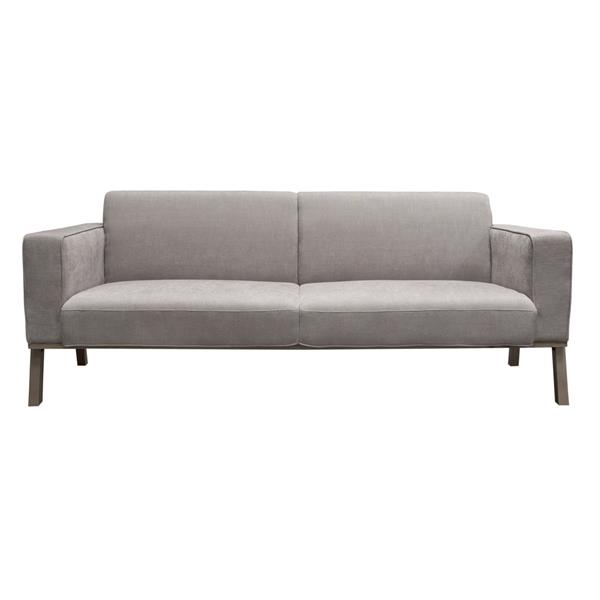 Blair Sofa in Grey Fabric with Curved Wood Leg Detail 