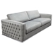 Envy Sofa in Platinum Grey Velvet with Tufted Outside Detail and Silver Metal Trim - DIA3294