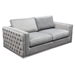 Envy Loveseat in Platinum Grey Velvet with Tufted Outside Detail and Silver Metal Trim - DIA3295