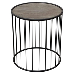 Gibson 22-Inch Round End Table with Grey Oak Finished Top and Metal Base 