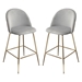 Lilly Set of Two Bar Height Chairs in Grey Velvet with Brushed Gold Metal Legs - DIA3301