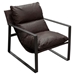 Miller Sling Accent Chair in Genuine Chocolate Leather with Black Powder Coated Metal Frame - DIA3303