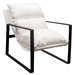 Miller Sling Accent Chair in White Linen Fabric with Black Powder Coated Metal Frame - DIA3304