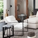 Miller Sling Accent Chair in White Linen Fabric with Black Powder Coated Metal Frame - DIA3304