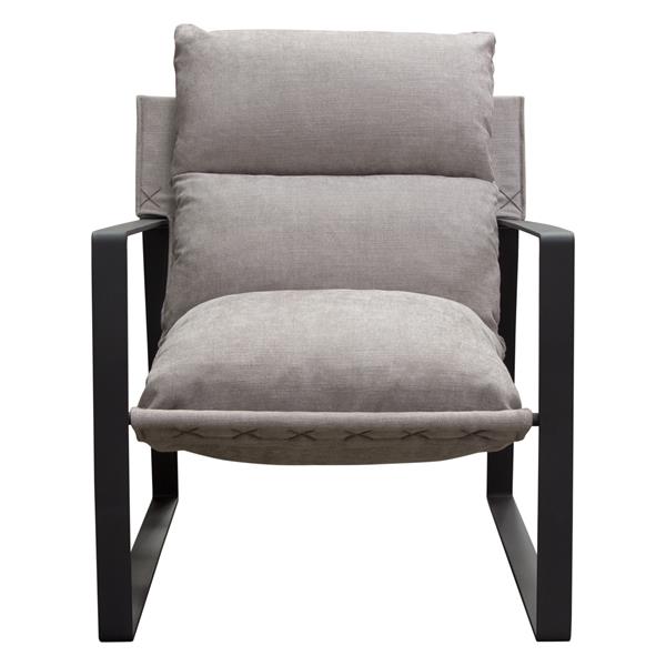 Miller Sling Accent Chair in Grey Fabric with Black Powder Coated Metal Frame 