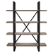 Montana 73-Inch 4-Tiered Shelf Unit in Rustic Oak Finish with Iron Frame - DIA3306